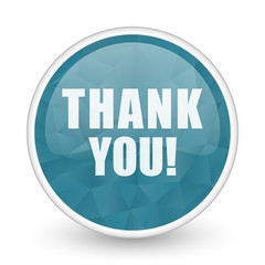 Thank you brillant crystal design round blue web icon.