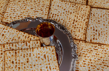 Jewish Holiday symbol matzot with silver