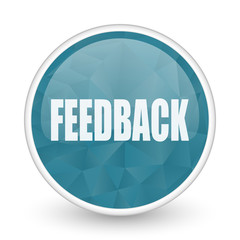 Feedback brillant crystal design round blue web icon.