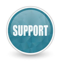 Support brillant crystal design round blue web icon.