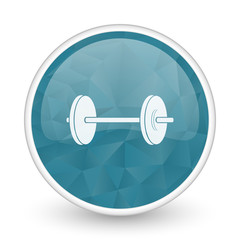 Fitness brillant crystal design round blue web icon.