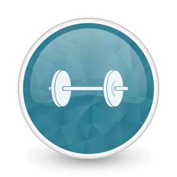 Fitness brillant crystal design round blue web icon.