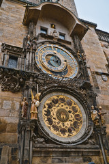 Fototapeta na wymiar Famous attraction in Prague the astronomical clock at Old Town Square