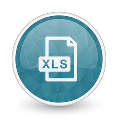 Xls file brillant crystal design round blue web icon.