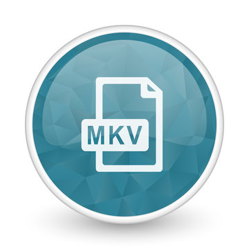 Mkv file brillant crystal design round blue web icon.