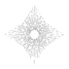 Obraz premium Retro sun bursts, Vintage radiant sun rays shape for logo, labels or emblems and typography decoration template vector Illustration isolated on white background.