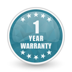 Warranty guarantee 1 year brillant crystal design round blue web icon.