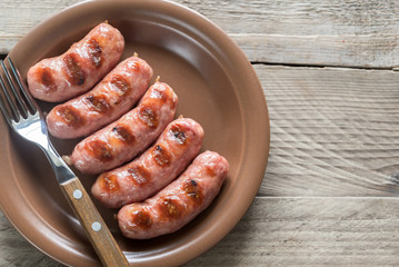 Portion of grilled sausages
