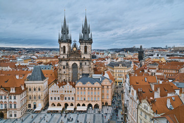 Obraz premium Beautiful city of Prague- aerial view from Old Town Square