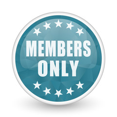 Members only brillant crystal design round blue web icon.