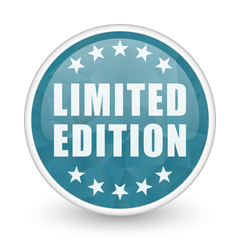 Limited edition brillant crystal design round blue web icon.