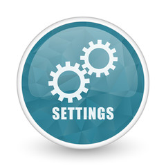 Settings brillant crystal design round blue web icon.