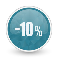 10 percent sale retail brillant crystal design round blue web icon.