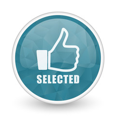 Selected brillant crystal design round blue web icon.