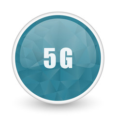 5g brillant crystal design round blue web icon.