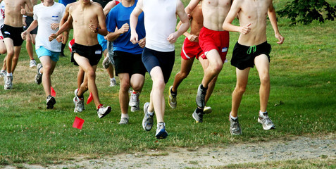 High school boys running a cross country race