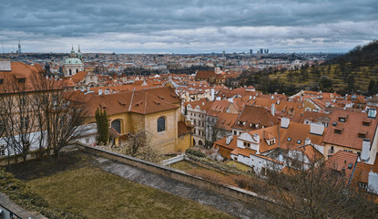 Fototapeta na wymiar Wonderful city of Prague - aerial view from the castle