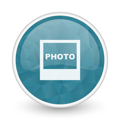 Photo brillant crystal design round blue web icon.