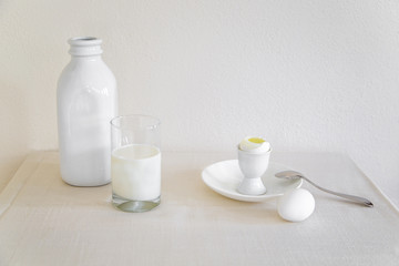 Fototapeta na wymiar Milk and Eggs on a Table