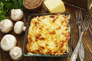 Buckwheat casserole with chicken