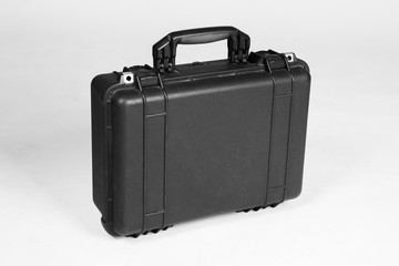 Plastic suitcase. Durable case.