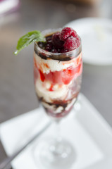 strawberry ice cream with fresh strawberries