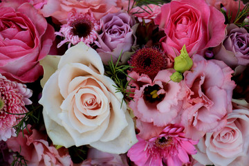 Mixed pink wedding flowers