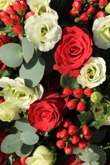 Classic white and red wedding bouquet