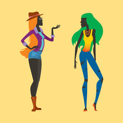 Fashion look girl silhouette beautiful girl woman female and pretty, young, model, style, hair, lady character glamour cute vector illustration.