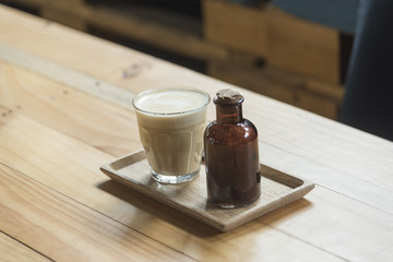 Coffee latte art with organic sugar