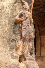 Stone carving on the wall of temples  in Bhubaneswar.India.This is in front of Ganesh Gumpha at Udaygiri caves.