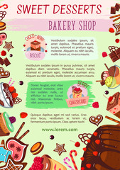 Vector bakery shop poster cake desserts template