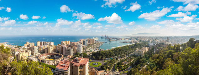 Panoramic view of Malaga - obrazy, fototapety, plakaty