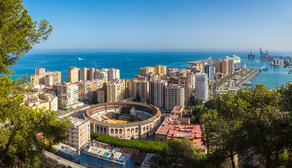 Panoramic view of Malaga - obrazy, fototapety, plakaty