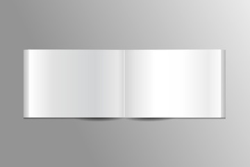 Vector realistic isolated booklet on the gray background. Realistic paper mock up template for covering design, branding, corporate business identity and advertising.