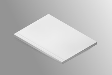 Vector realistic isolated blank book on the gray background. Isolated mock up template for covering and design branding.
