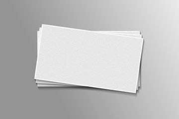 Vector realistic isolated pile of business cards on the gray background. Realistic paper mock up template for covering design, branding, corporate business identity and advertising.