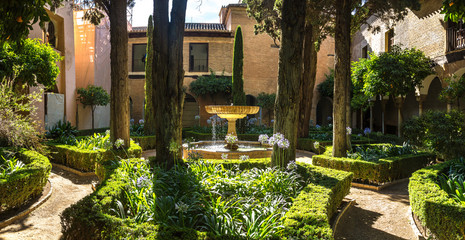 Fountain in Moorish palace in Alhambra