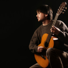 Acoustic guitar player Guitarist playing classical guitar