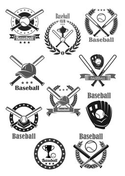 Baseball club awards vector template icons set