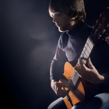 Acoustic guitar player Guitarist playing classical guitar