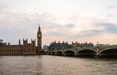 Naklejka premium Big Ben, Parliament, Westminster bridge in London