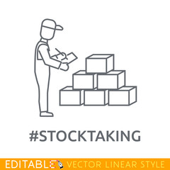 Stock taking. Editable line icon. Stock vector illustration.