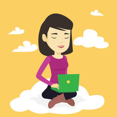 Woman using cloud computing technology.