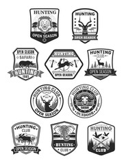 Fototapeta premium Hunting club or hunt open season vector icons set