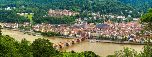 Panoramic aerial view of Heidelberg - obrazy, fototapety, plakaty