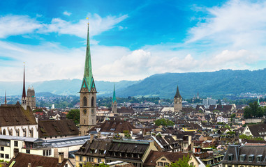 Panoramic aerial view of Zurich