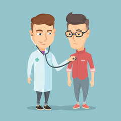 Fototapeta premium Doctor listening to chest of patient.