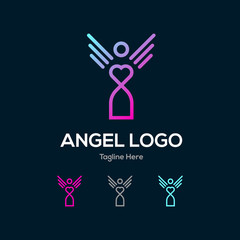 Humanity angel lowercase flat logo design template