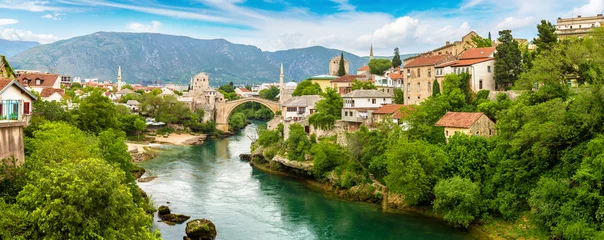 Lichtdoorlatende gordijnen Stari Most The Old Bridge in Mostar